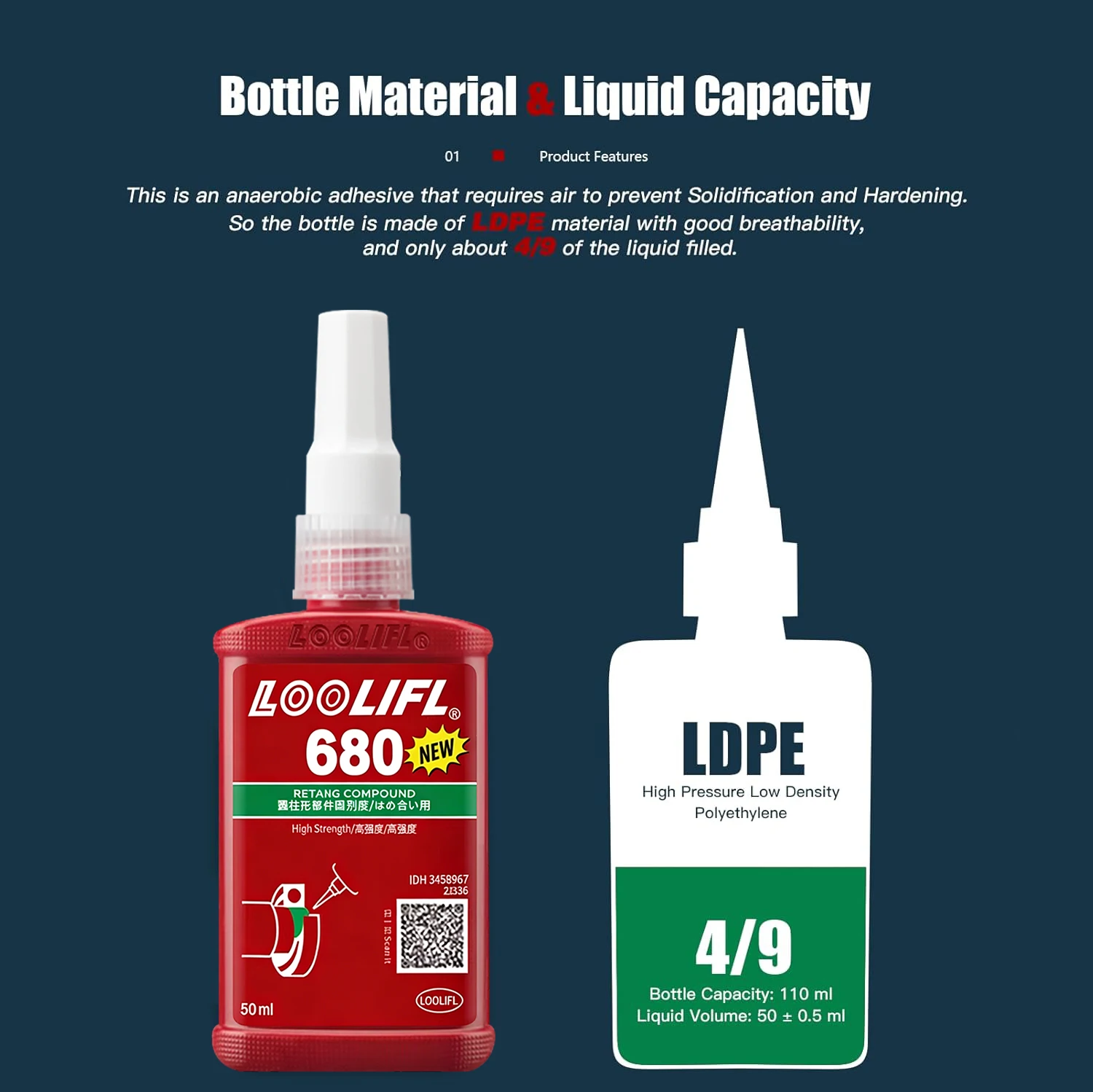 LOOLIFL680 50MLHigh Strength Anaerobic Retaining Compound Glue For Cylindrical Parts Bearing Gear Shaft Sleeve Assembly Adhesive