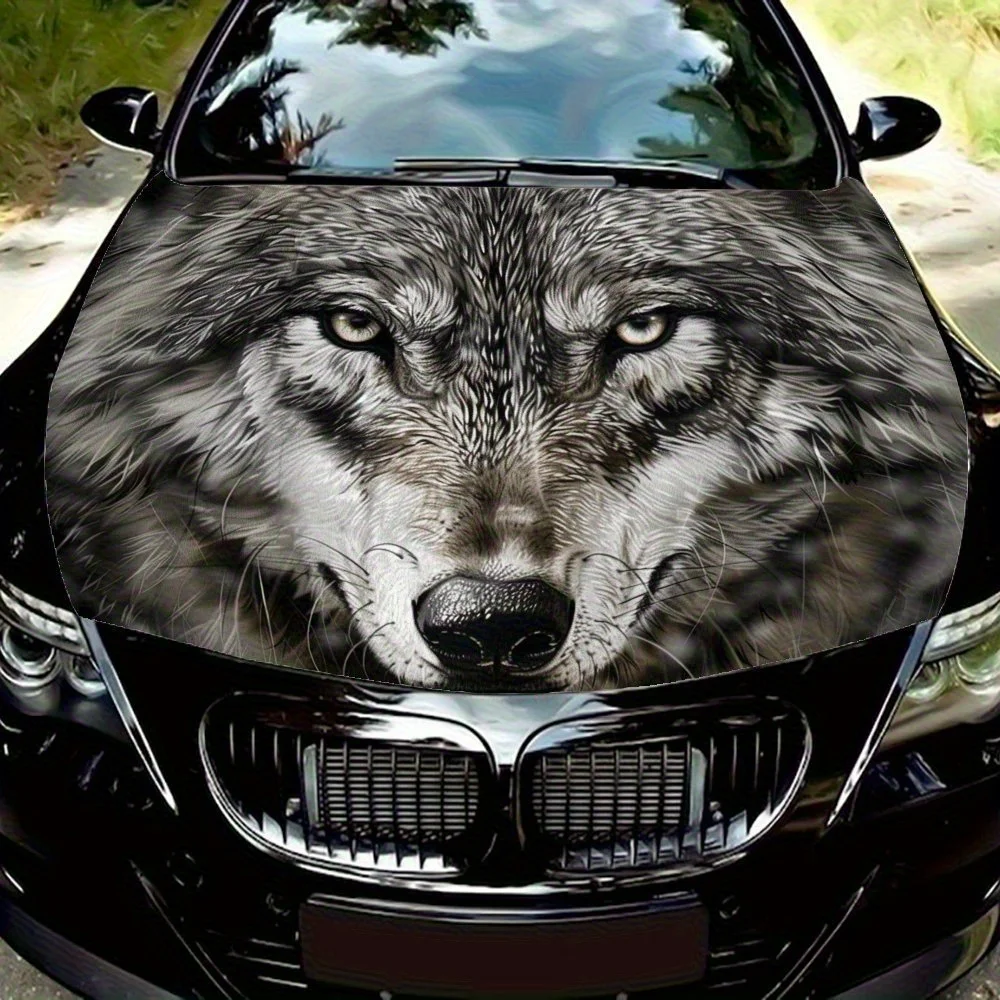 Grey Wolf Car Hood Sticker Self-adhesive Sticker Waterproof And Scratch Resistant,Vinyl Sticker Suitable For Most Vehicles,
