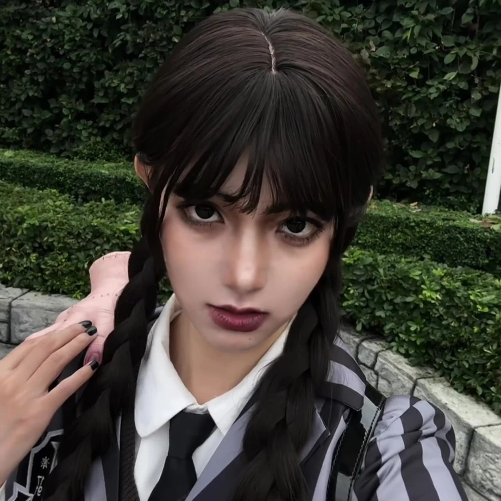 New TV Wednesday Agnes Demille Cosplay Wig Women Braided Long Hair Heat Resistant Synthetic Wig Halloween Party Prop