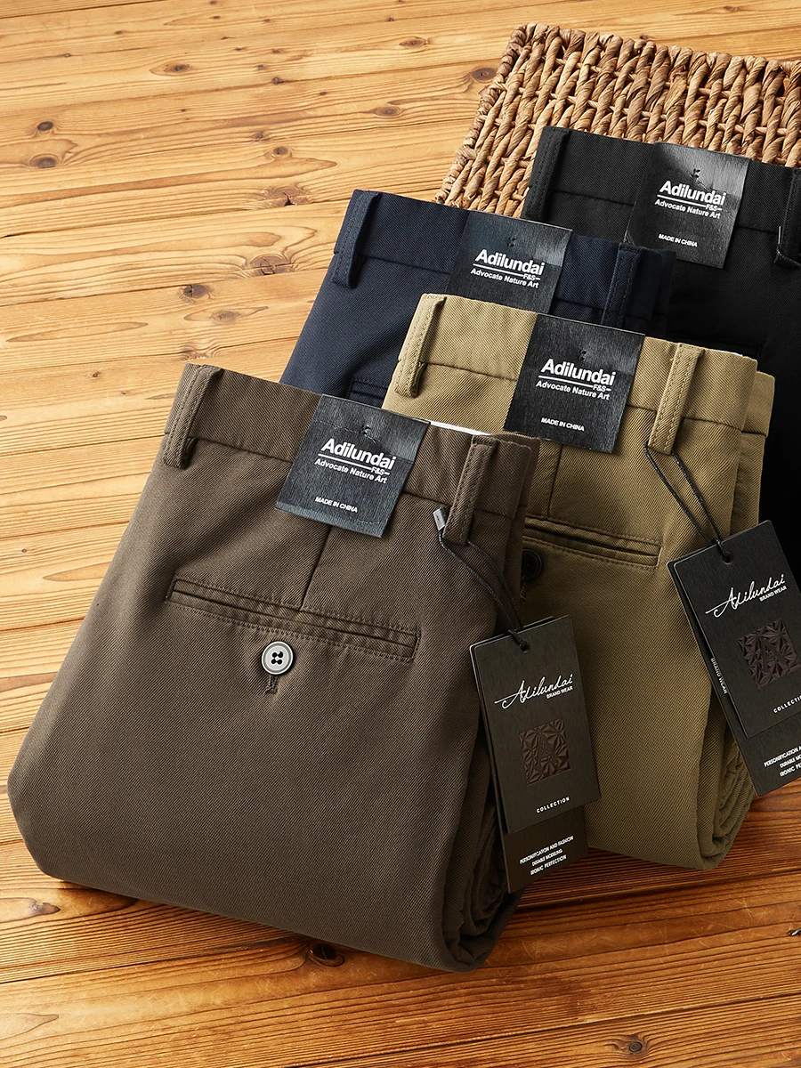 

Men's Luxury Modal Soft Skin-friendly Straight Leg Casual Pants Busin Comfortable Thi Elastic Autumn Winter Leisure Trou...