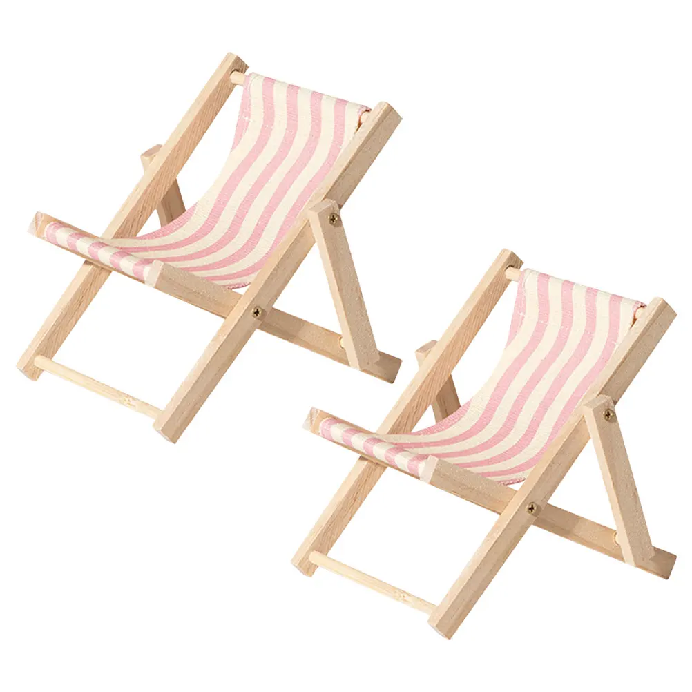2 قطعة ملحقات كرسي الشاطئ كرسي حامل هاتف ألعاب خشبية صغيرة ديكور منزلي أثاث محمول قابل للطي