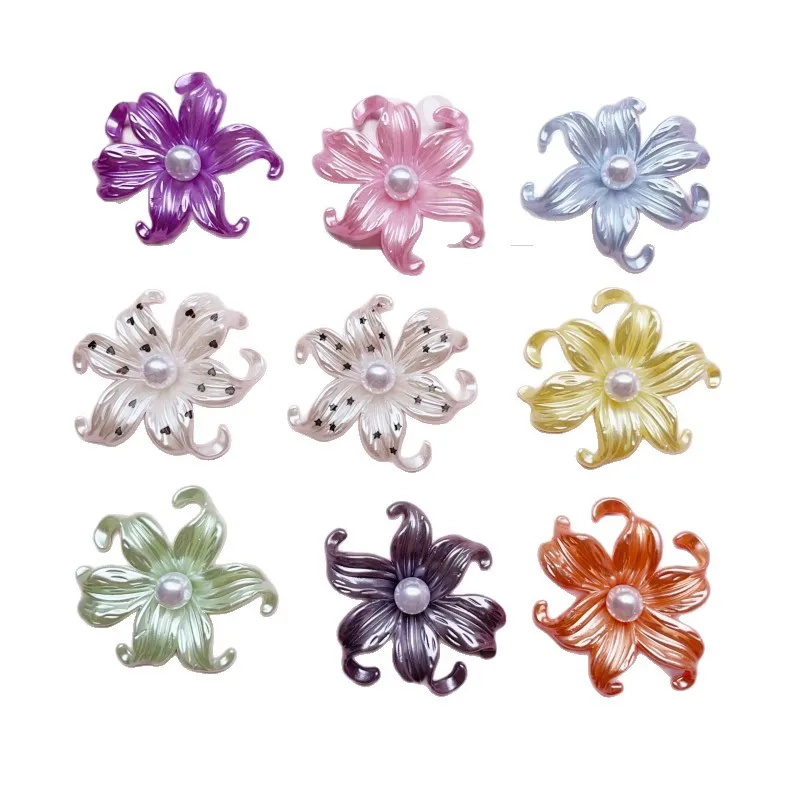 50PCS Pearlescent Oriole Tail Flower Resin Pearl Jewelry Accessories DIY Phone Case, Shoe Flower, Shoe Buckle Material
