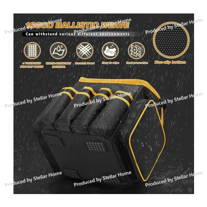 New Thickened Wear-resistant Tool Bag with Removable Baffle, Tool Tote Bag with Multiple Pockets, Black