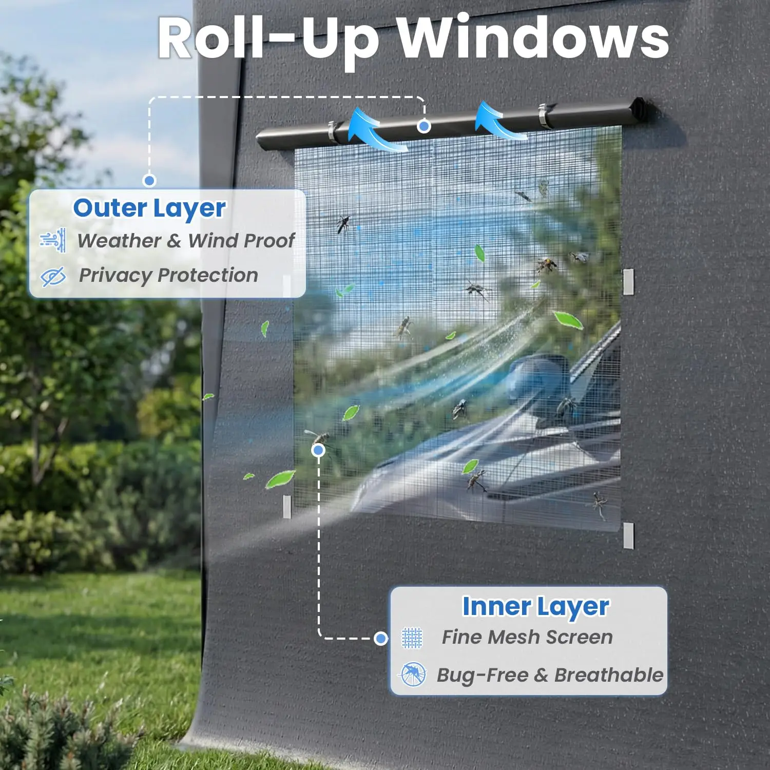10x20 FT Heavy Duty Carport Canopy with Sidewalls, Grey | Car Port with All-Season Tarp for Cars, Portable Garage Tent, Custom view 6