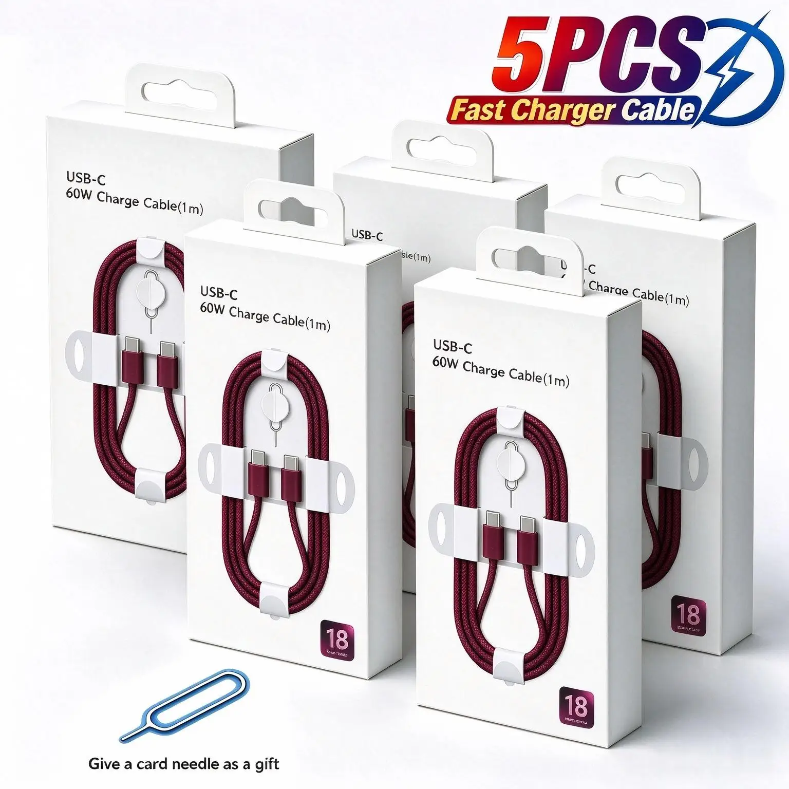 5PCS PD 60W Fast Charger 6A USB C to Type C Cable For iPhone 18 17 16 15 Pro MAX Quick Charging For Samsung S26 Xiaomi Cable