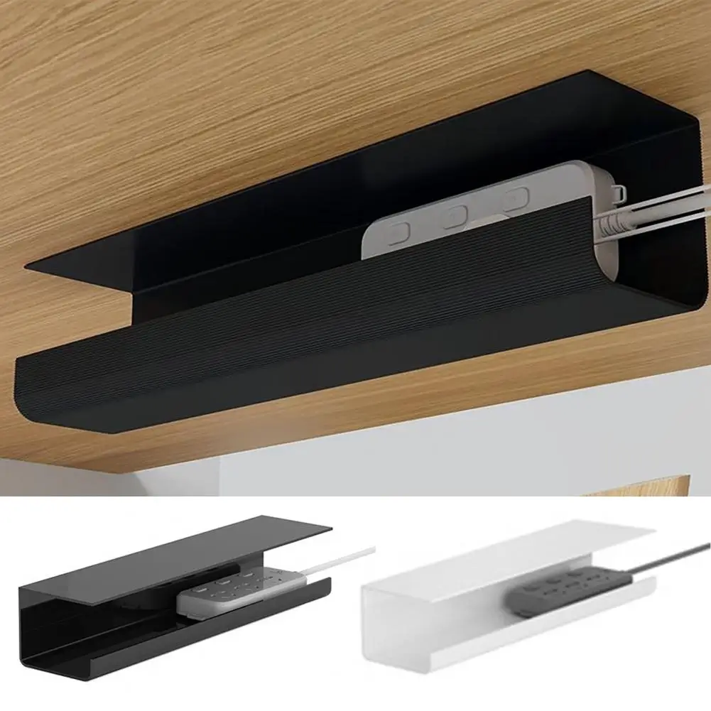 Direct Adhesion Wire Holder under Desk Cable Management Rack with No-screw Installation Anti-slip Wire Tray for Home Office