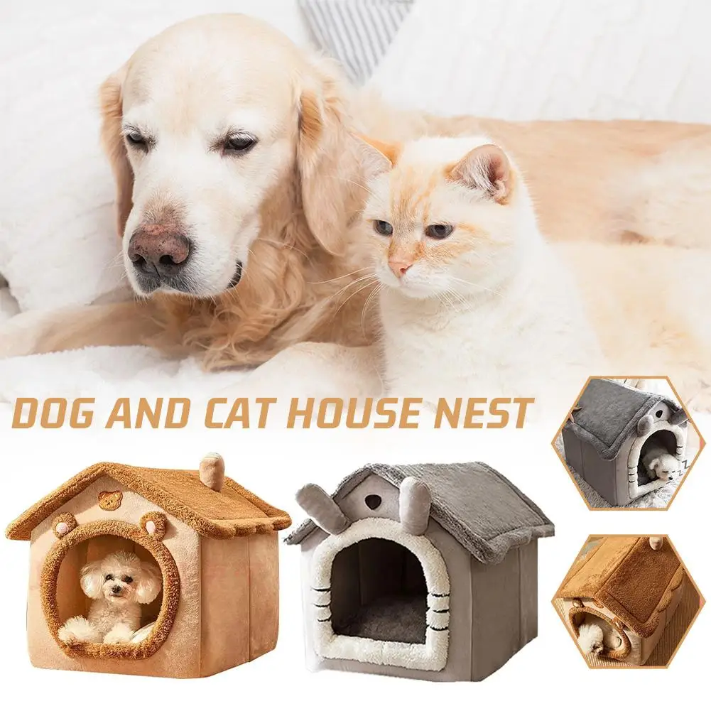 Faltbares Haustierhaus, abnehmbar, waschbar, langlebig, Katzenhaus, Welpensofa, Haustierbett, Haus für extra kleine Hunde und Katzen, warme Wintermatte