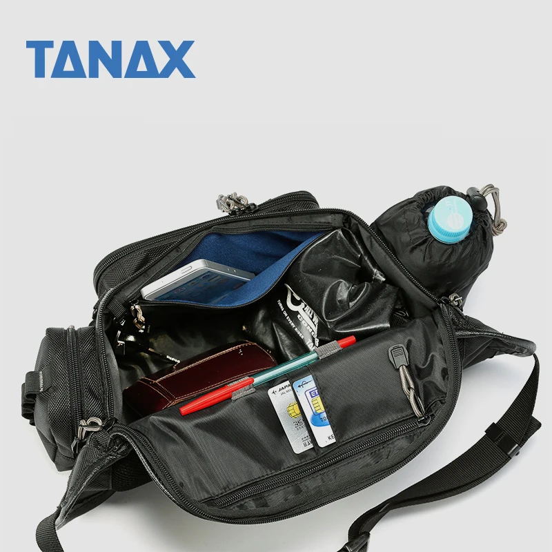 TANAX 6.3L Motorcycle Waist Bag Men Waterproof Rider Fanny Pack Hip Bag Touch Screen Phone Bag MFK-202 Nylon Material