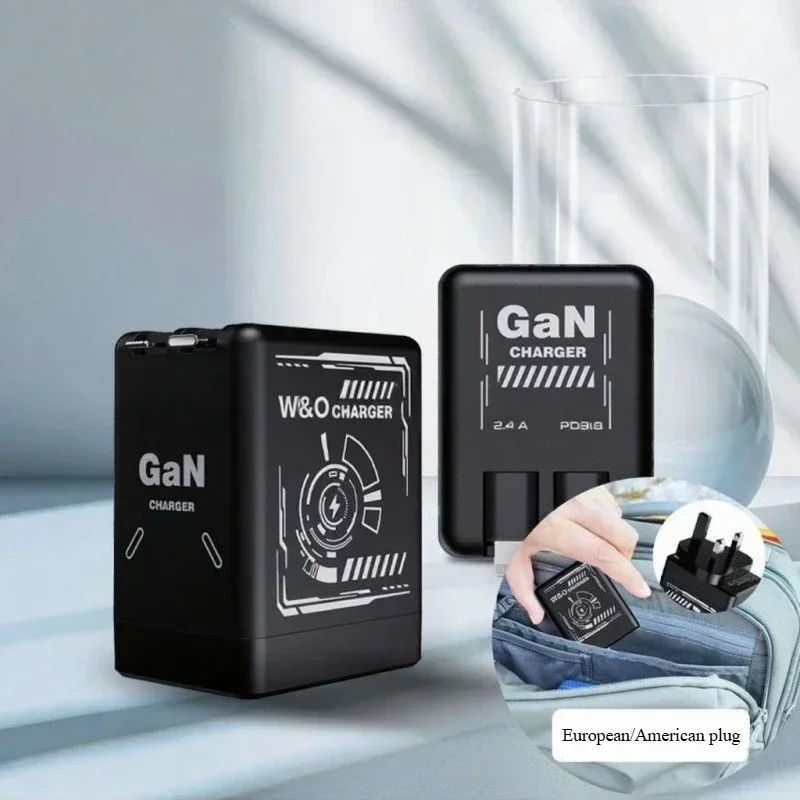 GaN Fast Charger Portable USB C Wall Charger Multi Protection Travel Power Adapter for Smartphone Quick Charging