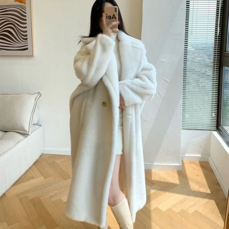 2025 Autumn Winter New Teddy Bear Jacket Women's Overcoat Fashion Loose Mid-Length Thickened Warm Faux Lamb Wool Parka Coat