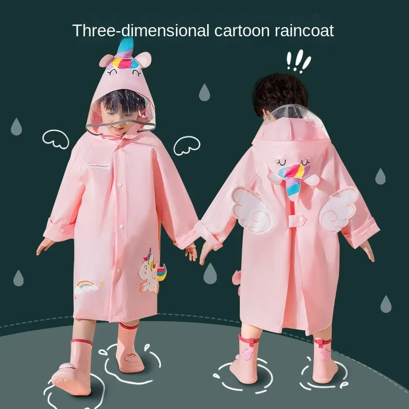 Children's Cartoon Raincoat Thickened Waterproof EVA Rain Coat Kids Clear Transparent Tour Waterproof Rainwear Suit Raincoats