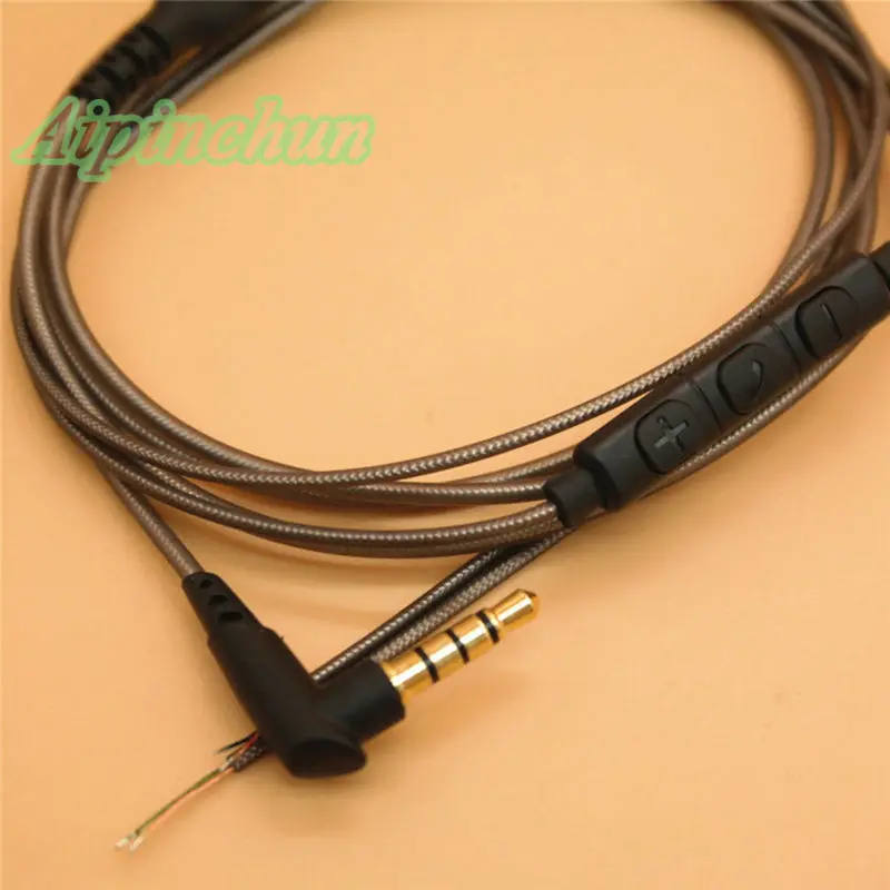 Aipinchun 3.5mm DIY Earphone Audio Cable with Mic Controller 126cm Repair Replacement Headphone Wire CTIA Standard Jack AA0203
