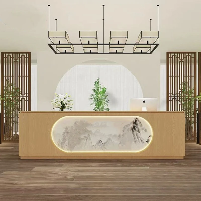 

Retro new Chinese-style Reception Desks companywelcome Picking Reception Desks salon Beauty Office Furniture receptie ZY40JDT