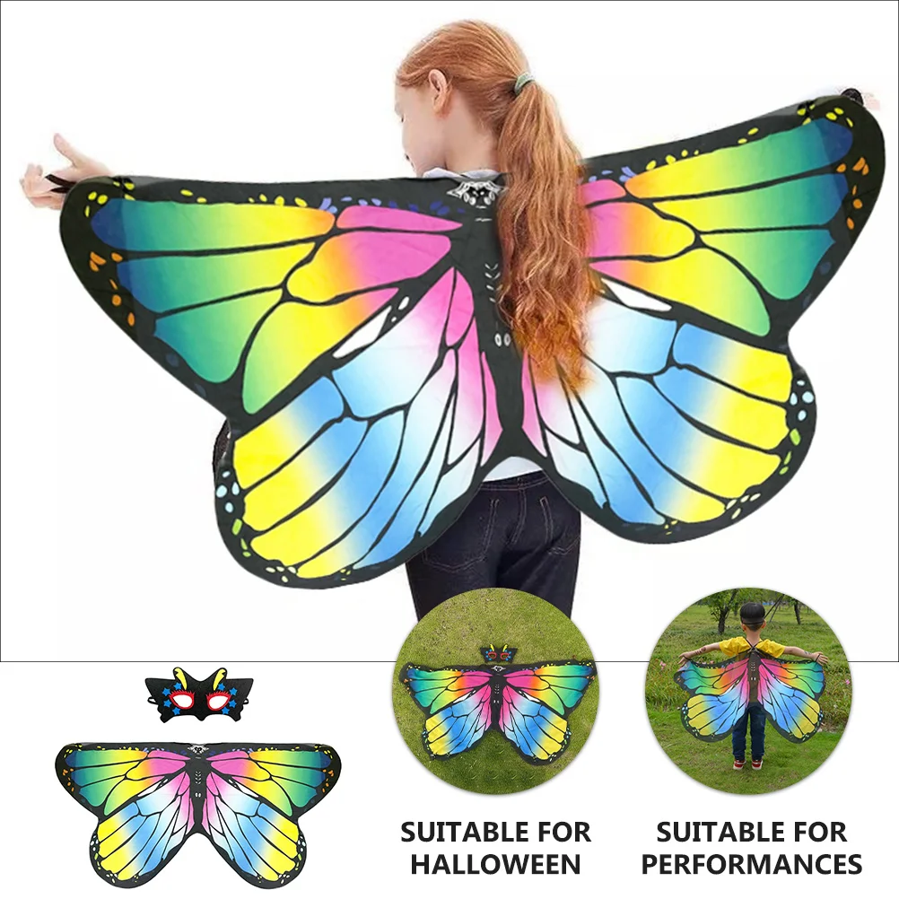 

Butterfly Cape Cloak Halloween Costume Cartoon Mask Mantle Polyester Fabric Long Time Use Stylish Attractive Child Party