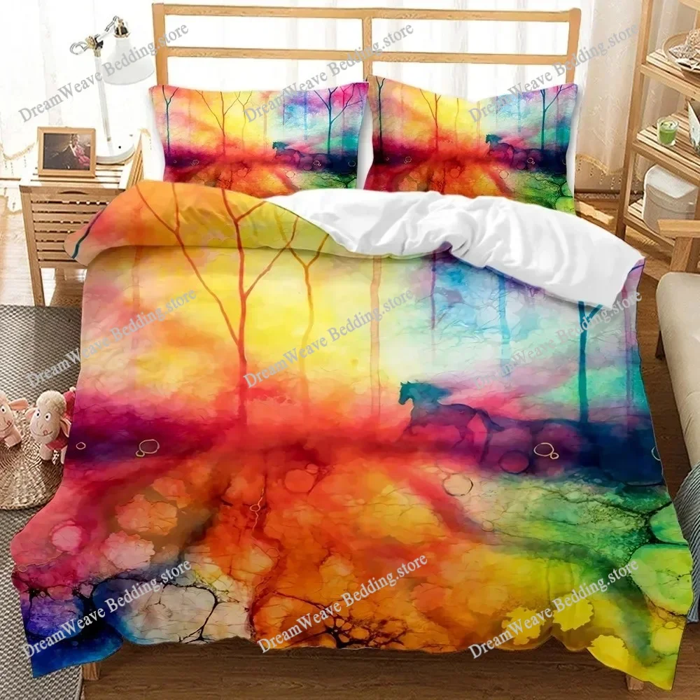 

Nature Duvet Cover Digital Psychedelic Tree of Life with Turning Gothic Background Mystery Fashion Polyester Bedding Set