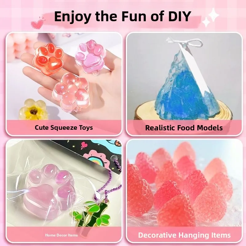 Transparent Jelly Wax Squeezing Toy DIY Material Kit Set for Girls Stress Relief Creative Pattern Short Sleeve T-Shirt for La...