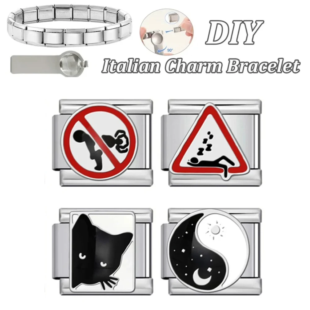 2026 Retro Y2K Italian Charm Bracelet DIY Customizable Link Bracelet Set Personalized Stainless Steel Modular Jewelry Women