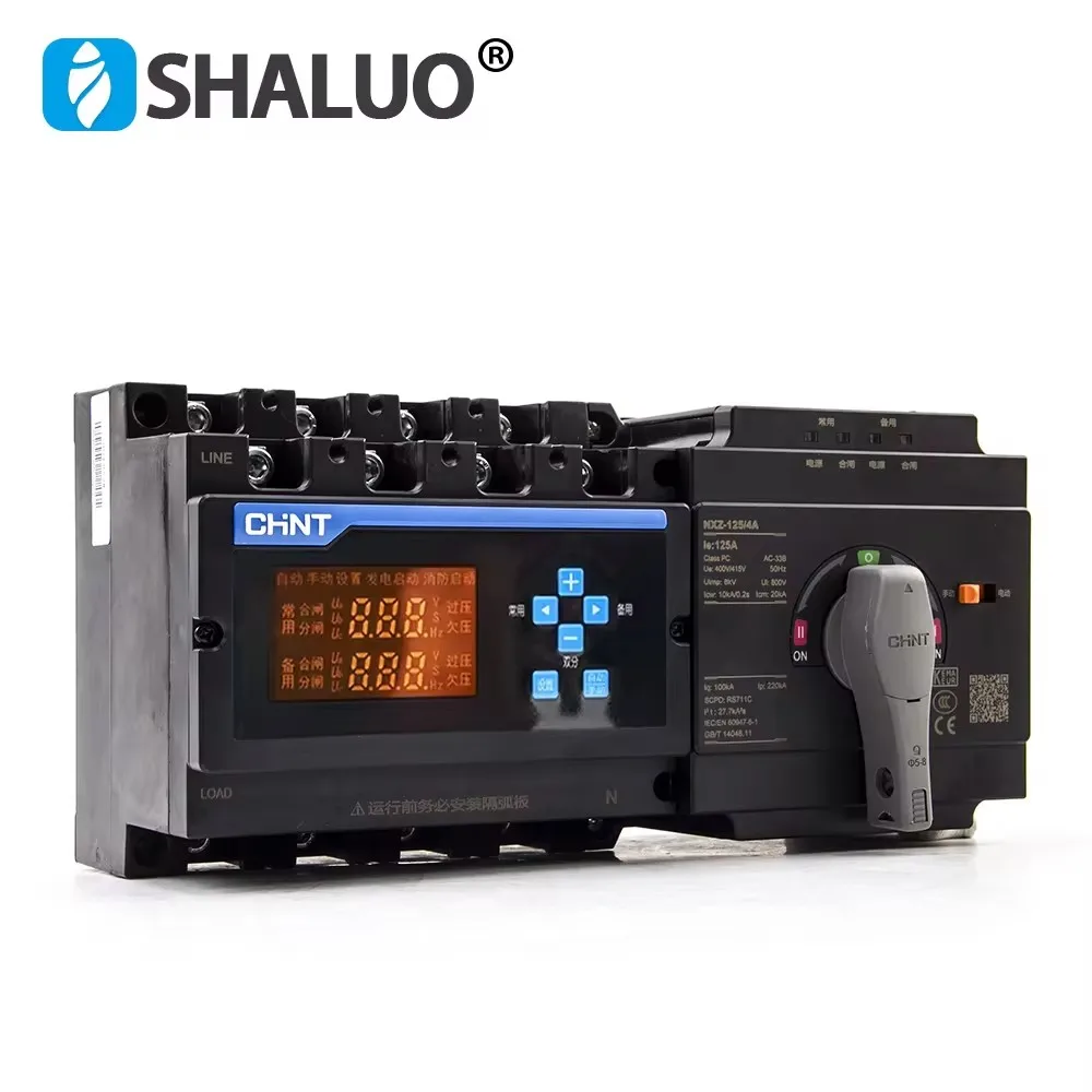 

ATS NXZ-125/4A 4P 100A 125A With Display Control Auto Switches QR Code APP Operation CHNT Dual Power Automatic Transfer Switch
