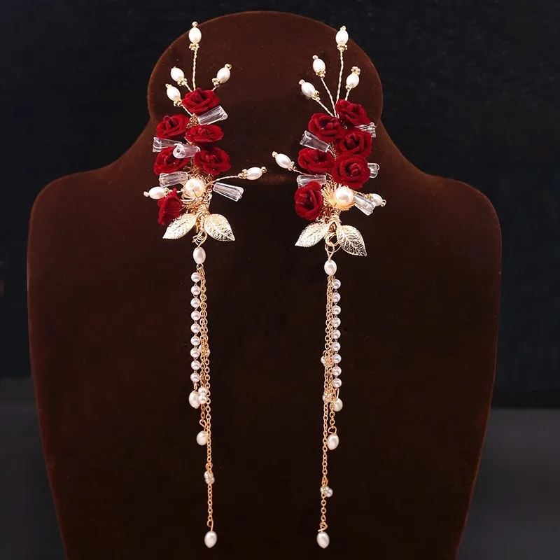 

Классическая заколка для волос с цветком, заколка для волос, винтажная повязка на голову с красным цветком, головной убор, шпилька для волос Hanfu, головные уборы, ювелирные изделия, аксессуары для волос, подарок