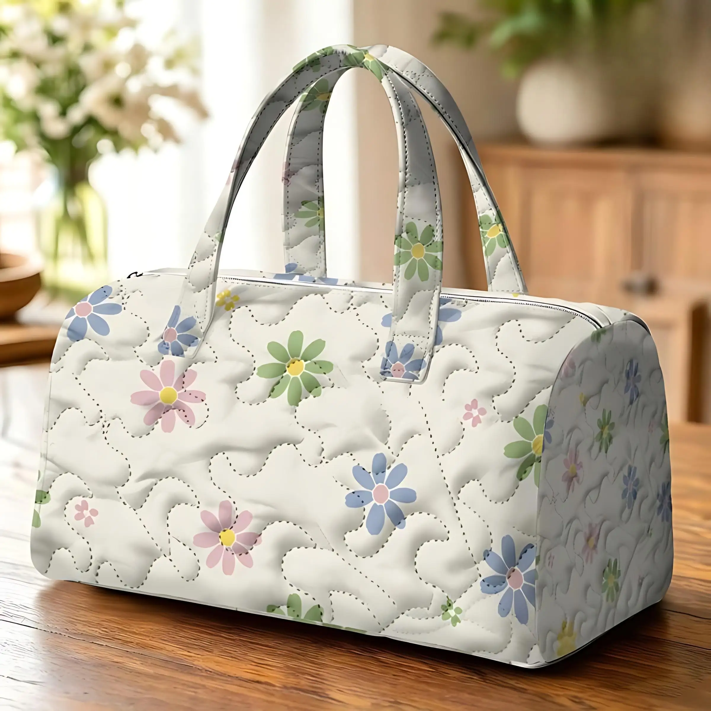 Small floral pattern prints have a large capacity are portable versatile and fashionable They are suitable for travel handbags