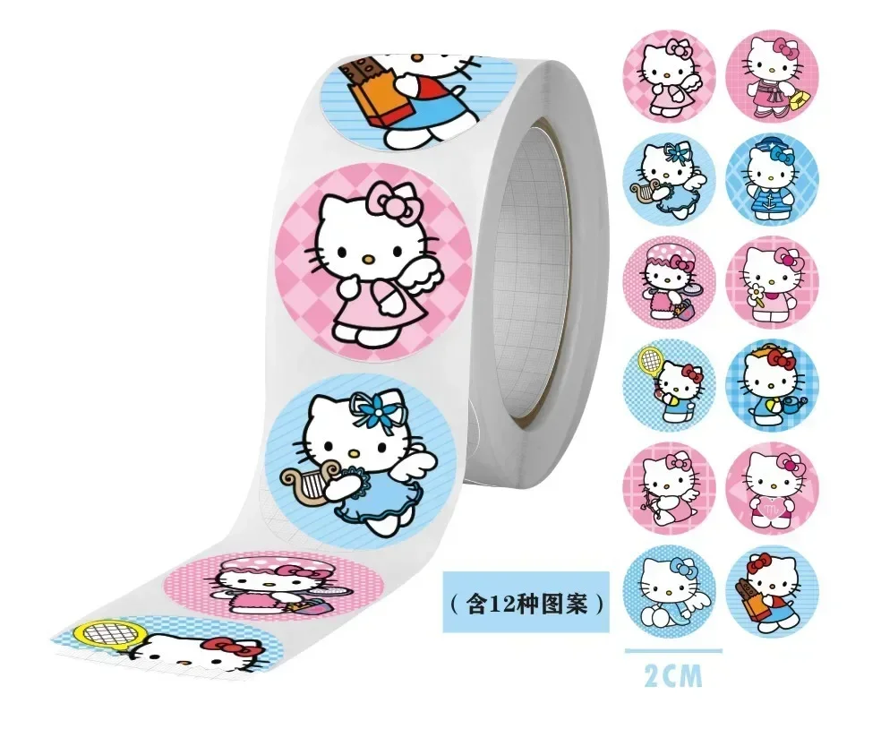 200/500pcs/roll Cartoon Kuromi  Cinnamoroll My Melody Hello Kitty Pompompurin Pochacco Children Toddler Praise Stickers