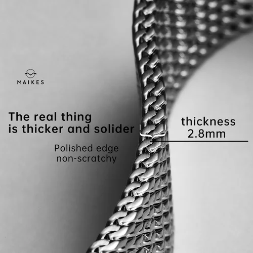 Imagen 2 del producto MAIKES correa de reloj de acero inoxidable 316L para Rolex Omega IWC Breitling 20mm 21mm 22mm correa de reloj tejida milanesa
