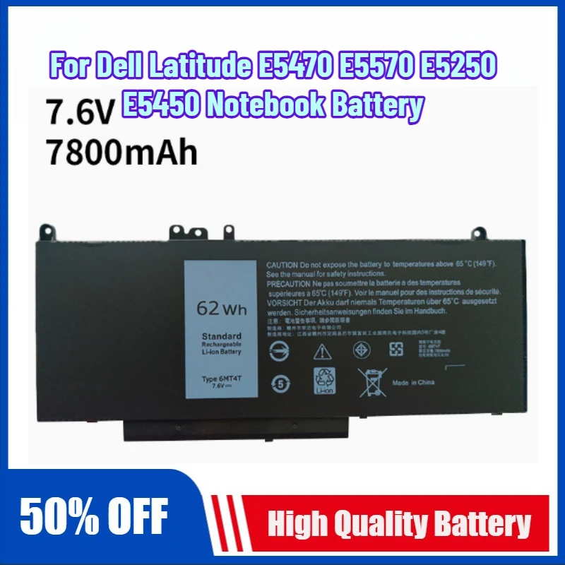7.6V 7800mAh 6MT4T Laptop Battery for Dell Latitude E5470 E5570 E5250 E5450 Notebook Battery