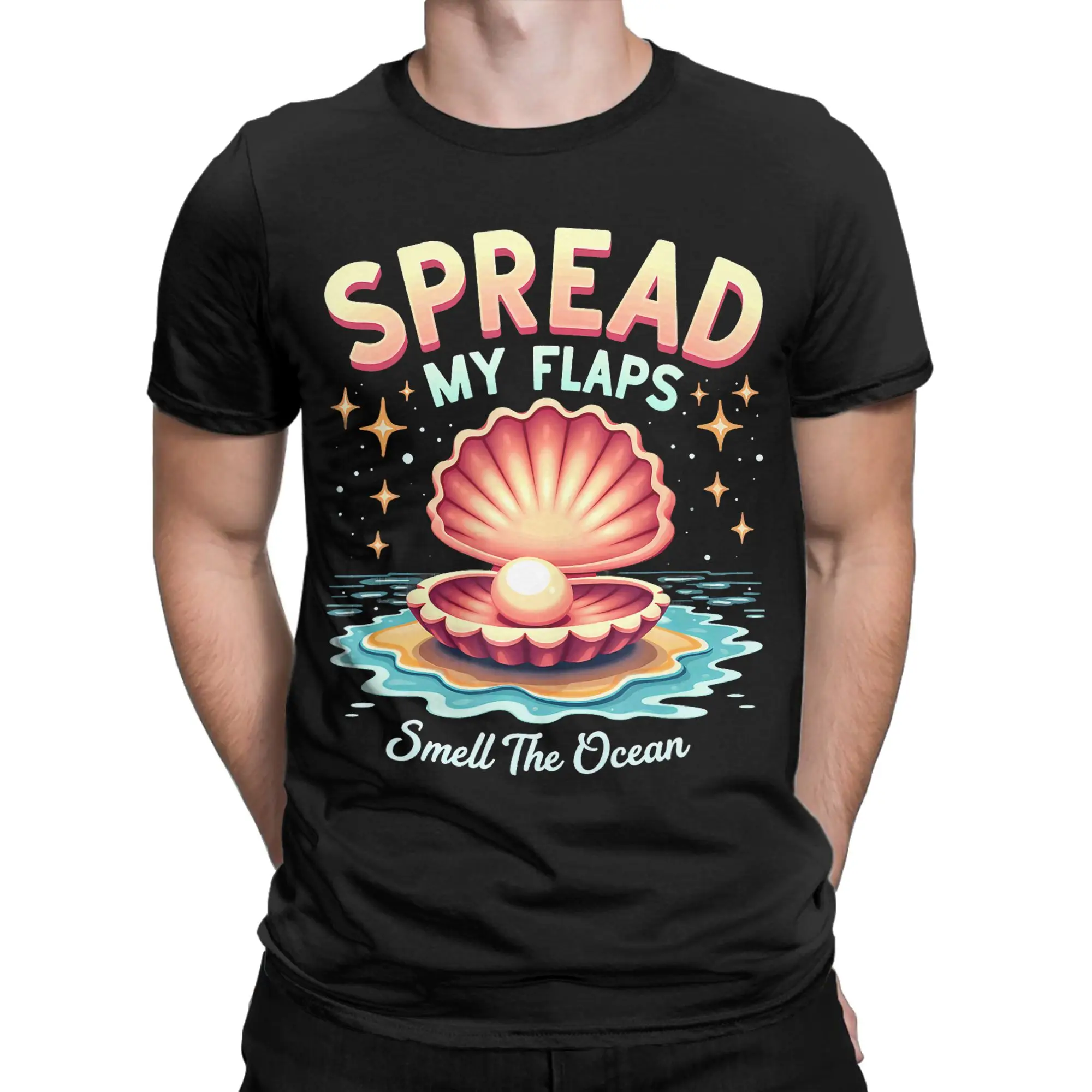 Spread My Flaps Smell The Ocean Men T Shirt  Cool Tees Short Sleeve Round Collar T-Shirt Cotton Plus Size Clothing
