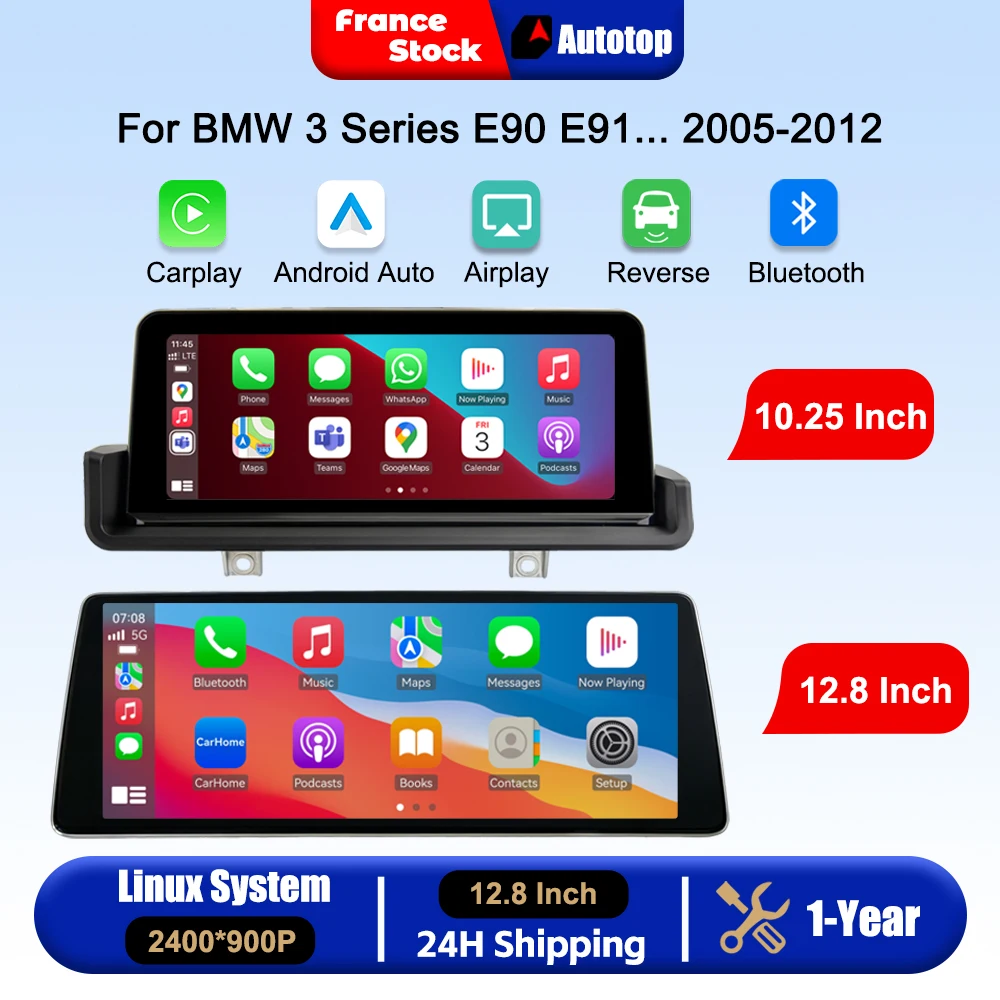 10.25/12.8 Inch Wireless Carplay Android Auto Car Radio For BMW   For BMW 3 Series E90 E91 E92 E93 2005-2012 NO Screen Multimedia Video Player Smart Touch Screen Car Intelligent Systems Airplay Autolink Mirror Link WiFi Bluetooth GPS Navigation