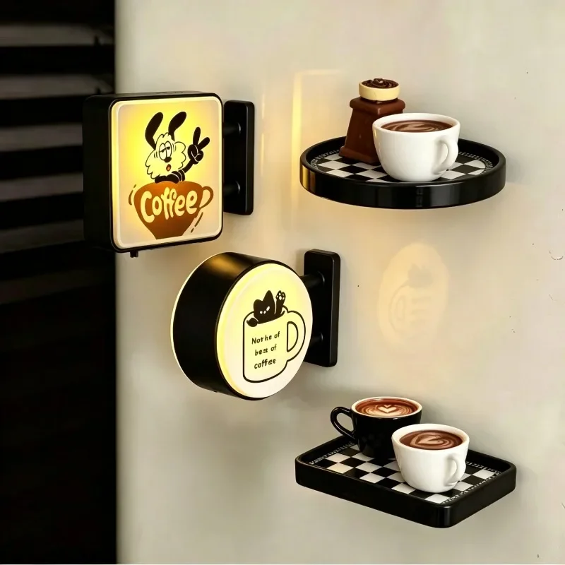 Retro Fridge Magnet Mini Coffee Corner Refrigerator Magnet Japanese Creative Tourism Souvenir Magnetic Luminous Light Box