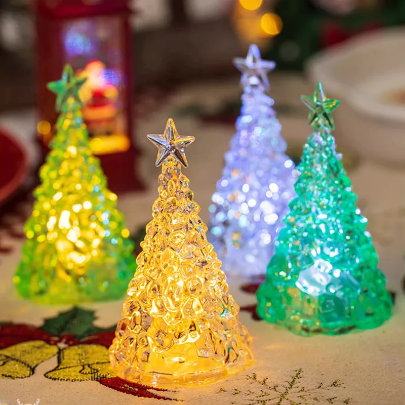 

Christmas Activity Atmosphere Arrangement Tabletop Ornaments Luminous Christmas Tree Transparent Crystal Night Home Decorations