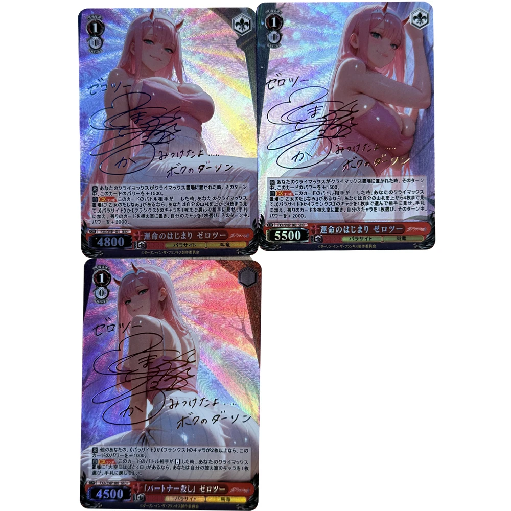 3개/세트 바이스 슈warz 애니메이션 컬렉션 카드 DARLING in the FRANXX 제로 투 시그니처 카드 리프랙티브 컬러 플래시 소년 선물