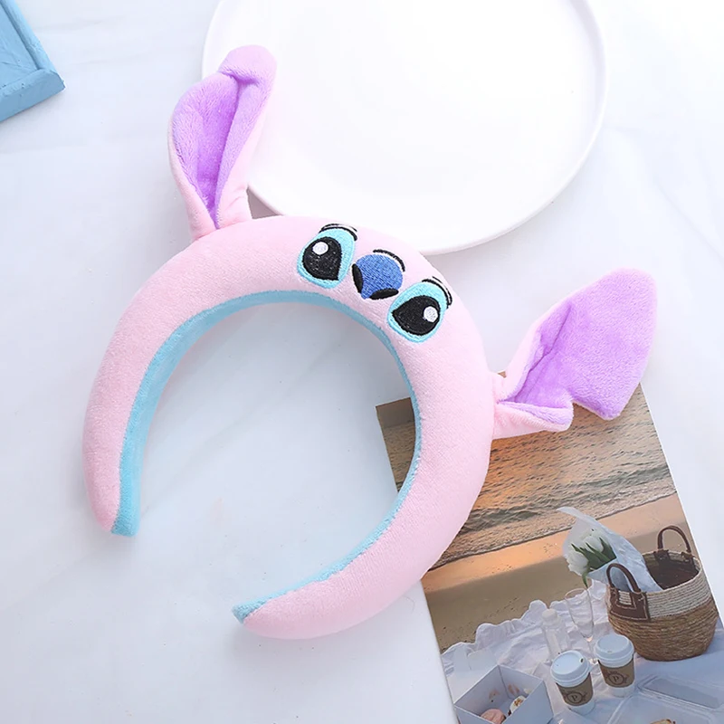 

New Disney Lilo & Stitch Ears Headband Women Cute Cartoon Anime Angel Hairband Girl Plush Soft Hair Accessories Kids Friend Gift