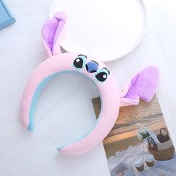 New Disney Lilo & Stitch Ears Headband Women Cute Cartoon Anime Angel Hairband Girl Plush Soft Hair Accessories Kids Friend Gift