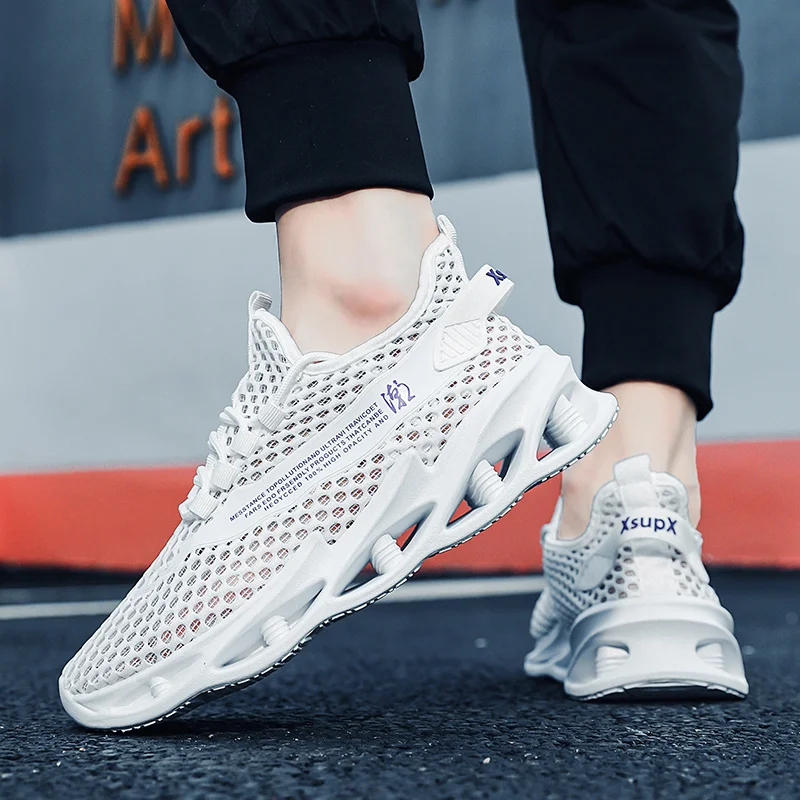 

Summer Couple Style Large Mesh Knitted Breathable Low-Top Round-Toe Lace-Up Colorblock Ultra-Light Soft Sole Breathable Sneakers