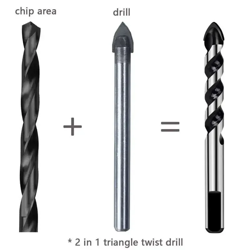 6mm/8mm/10mm/12mm Triangular Tile Glass Ceramic Drill Bits Hard Alloy Triangle Porcelain Concrete Drill Bit Hole Opener for Wall