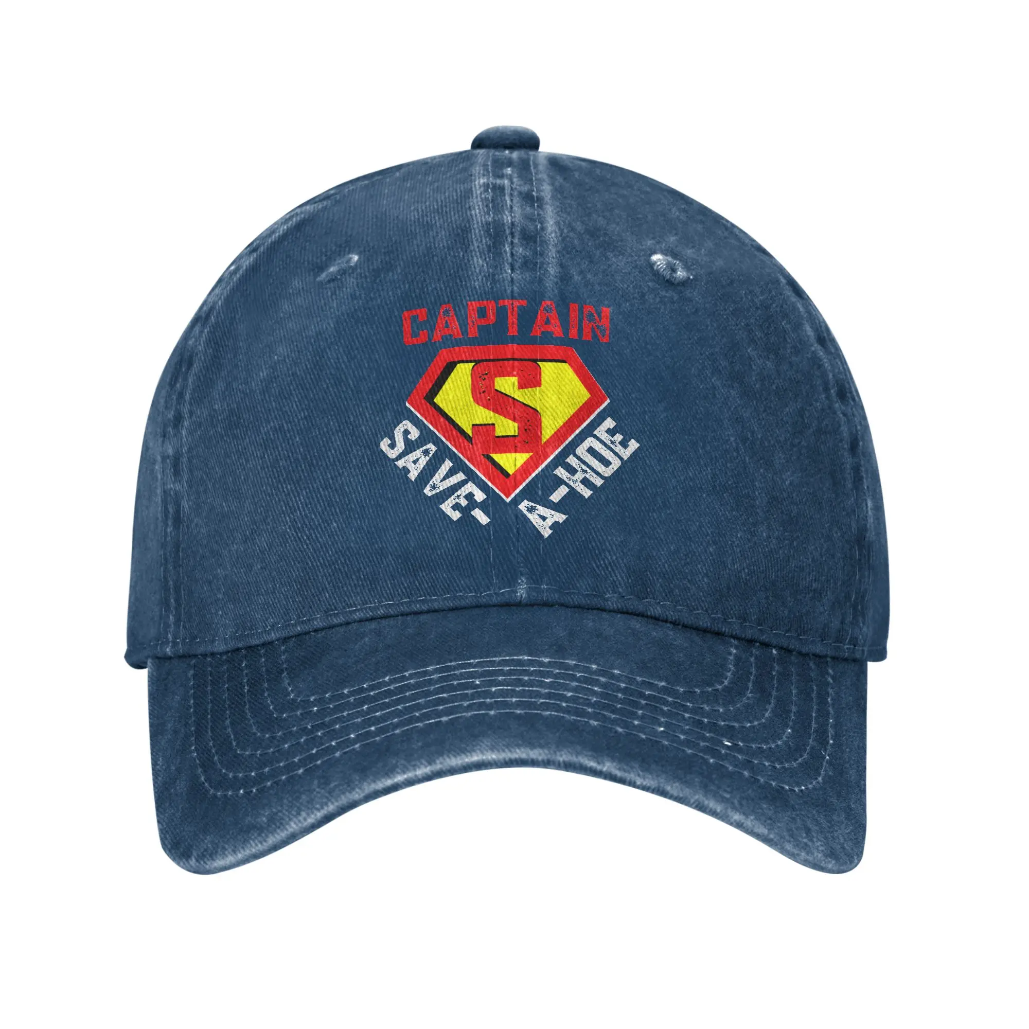 Captain Save a Hoe Baseball Caps Vintage Distressed Denim Washed  Sun Cap Unisex Style Outdoor Summer Gift Caps Hat