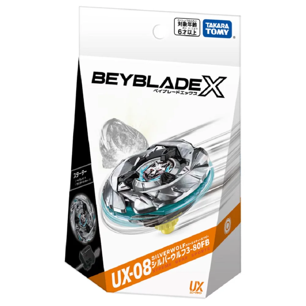 Oryginalny rozrusznik Takara Tomy Beyblade X UX-08 Silver Wolf 3-80FB