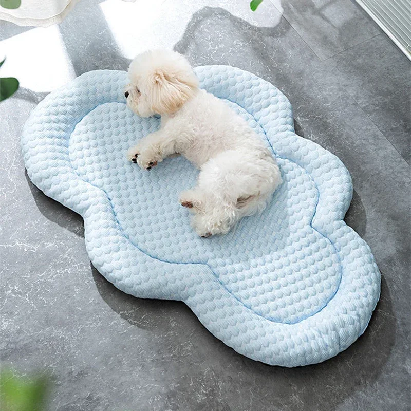 1PC Summer Cooling Pet Cat Bed Cushion Ice Pad Dog Sleeping Cloud Shape Mat for Puppy Dogs Pet Kennel Top Quality Cool Blue Mat