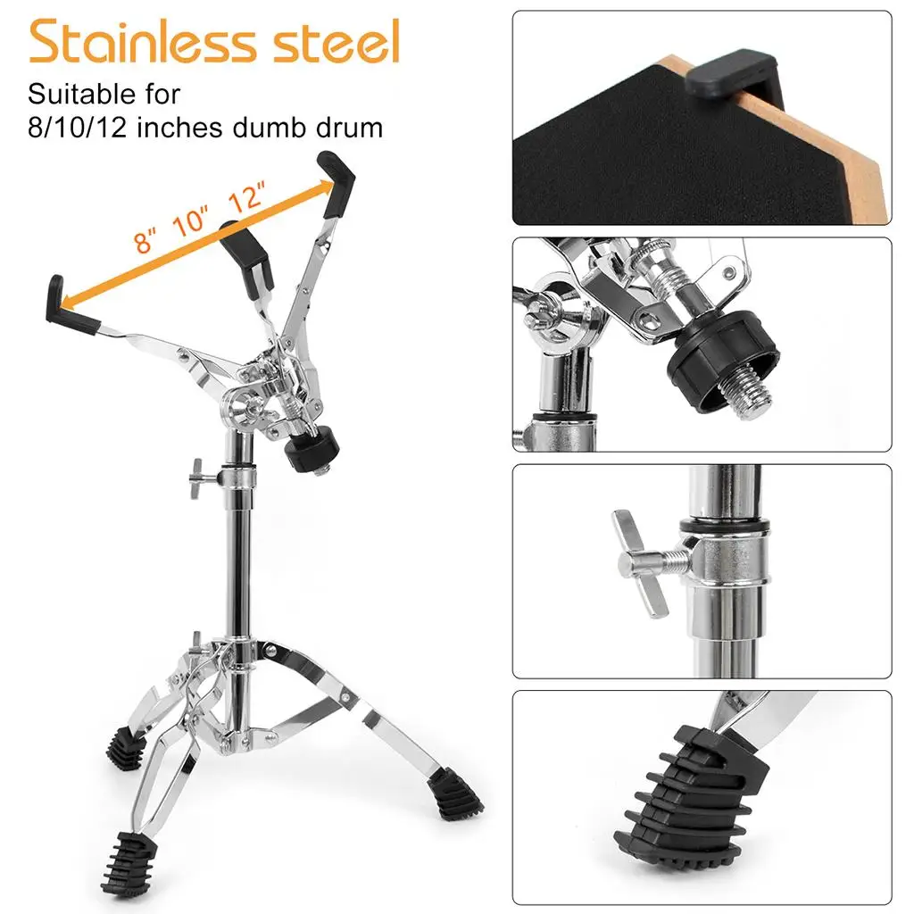 Heavy Duty Snare Drum Stand Percussion Hardware Accessory, 50cm-60cm Adjustable