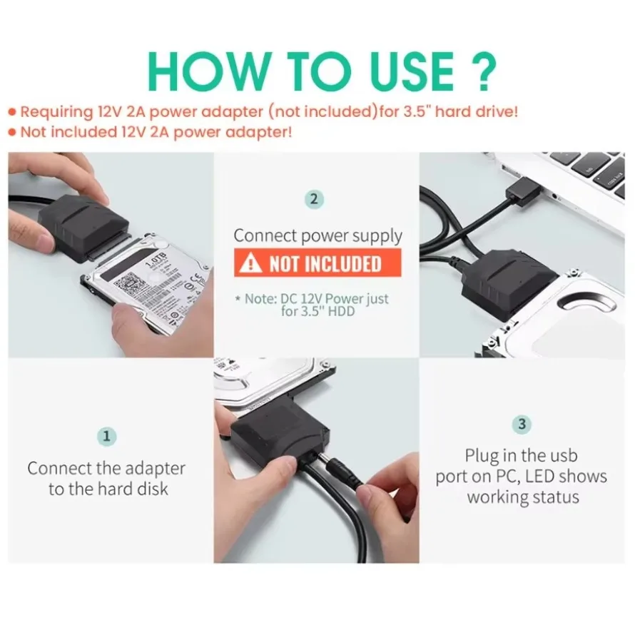 SATA - USB3.0変換ケーブル USB3.0 - SATAケーブル 3.5/2.5インチSSD/HDDハードドライブリーダー SATA III ハードドライブディスクコンバーター