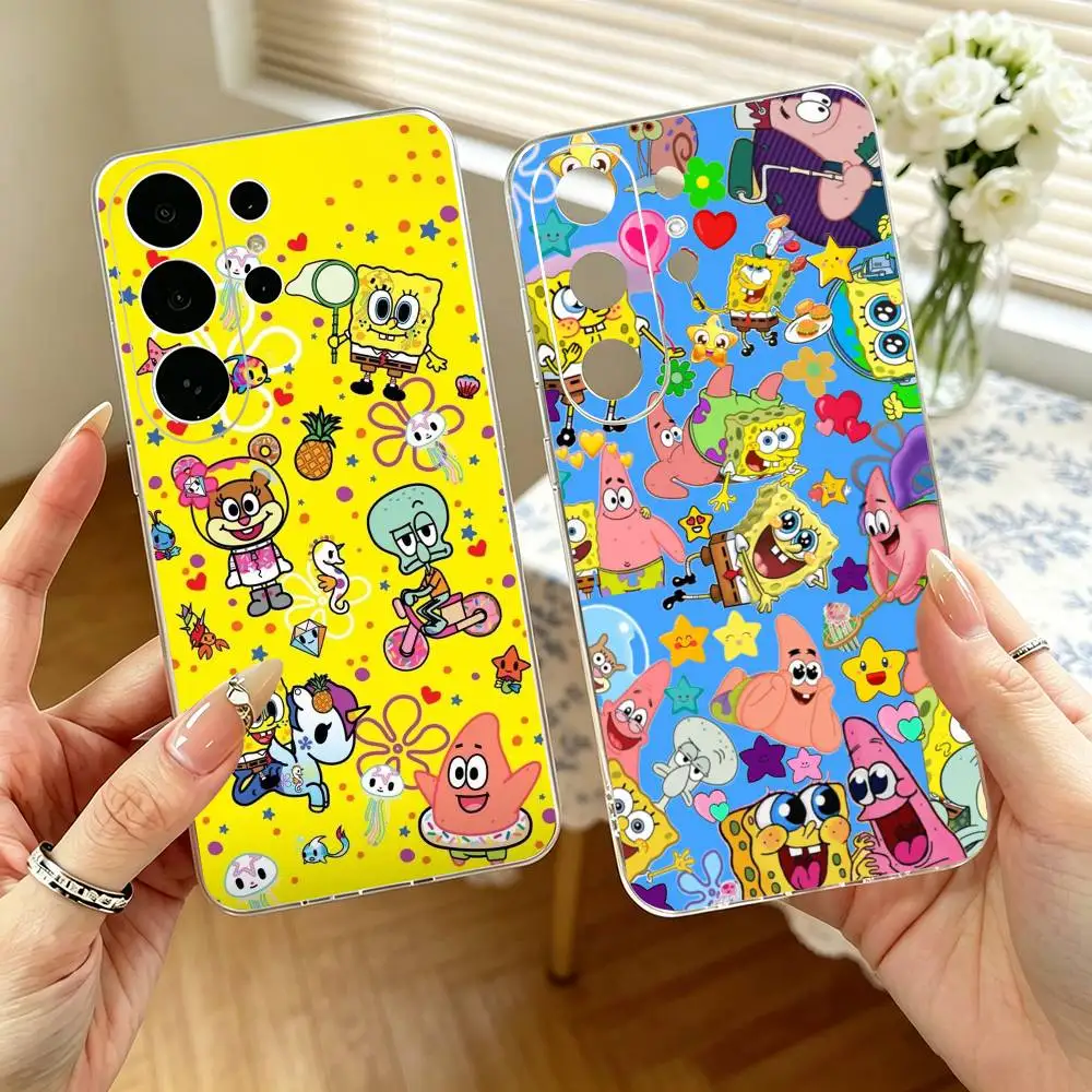 

Animation S-Sponge Funny A-Bob Phone Case For Samsung S25,S24,S21,S22,S23,S30,Ultra,S20,Plus,Fe,Note,10,9,5G Transparent Cover