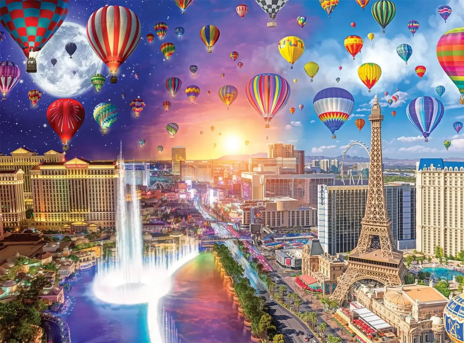 

1314/1000/520 Pieces Puzzles for Vegas Balloon Show Jigsaw Puzzles for Gameroom Bedroom Livingroom Challenging Family Games