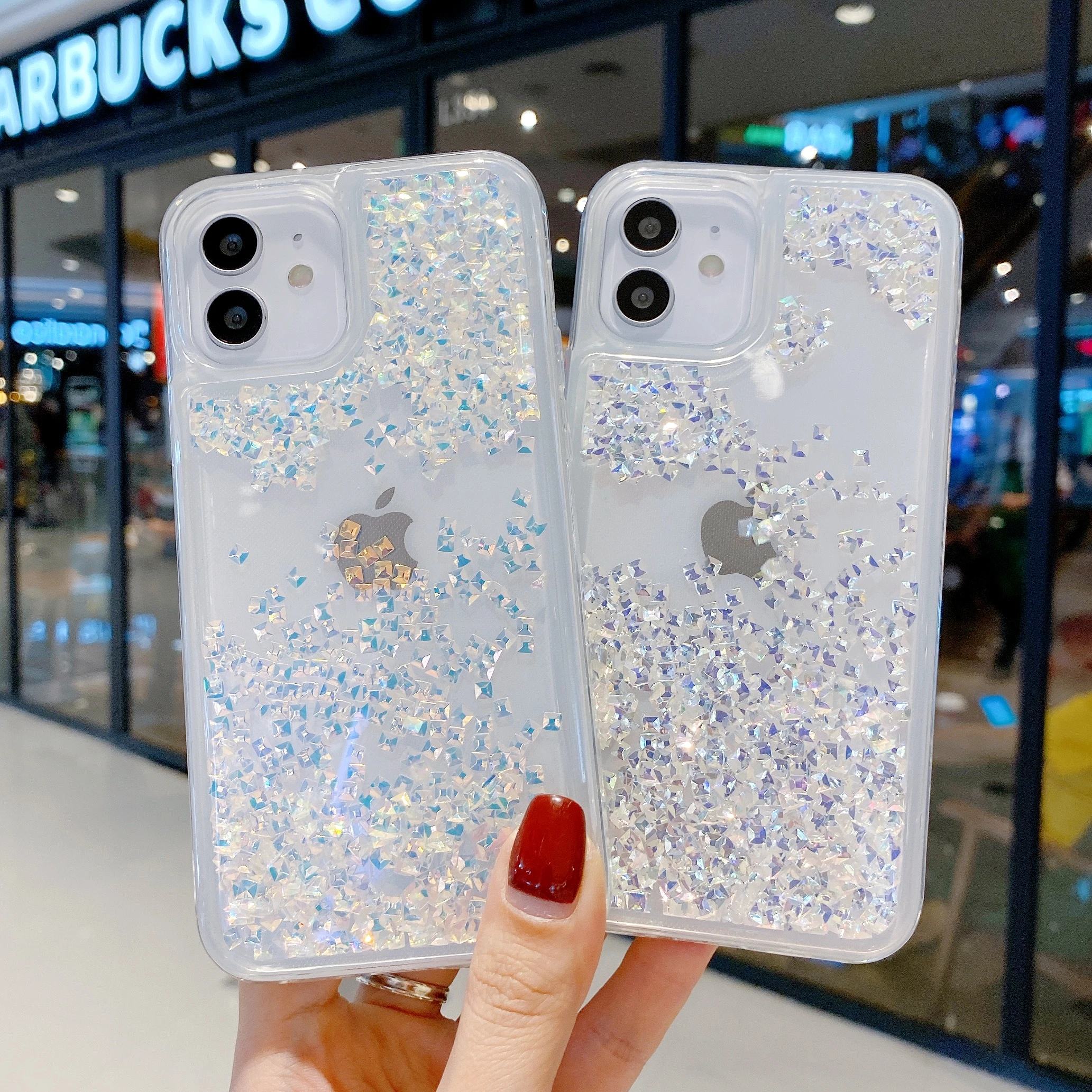 

Luxury Sparkling Rhinestones Liquid Quicksand Phone Case For iPhone 15 14 13 12 11Pro Max Clear protective coque cover hood soft