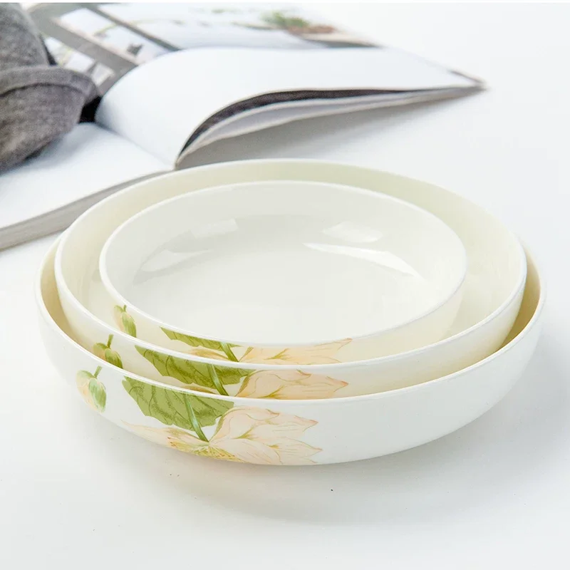 Conjunto de 3 peças, 6+7+8 polegadas, conjunto de pratos de salada em porcelana fina, design de pintura chinesa, pratos de servir, prato fundo de cerâmica, prato vintage para massa.