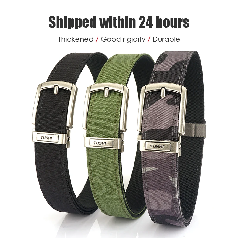 VATLTY Rigid Tactical Belt Male Metal Automatic Buckle Sturdy Nylon Belt Stiff Duty Casual Belt for Men