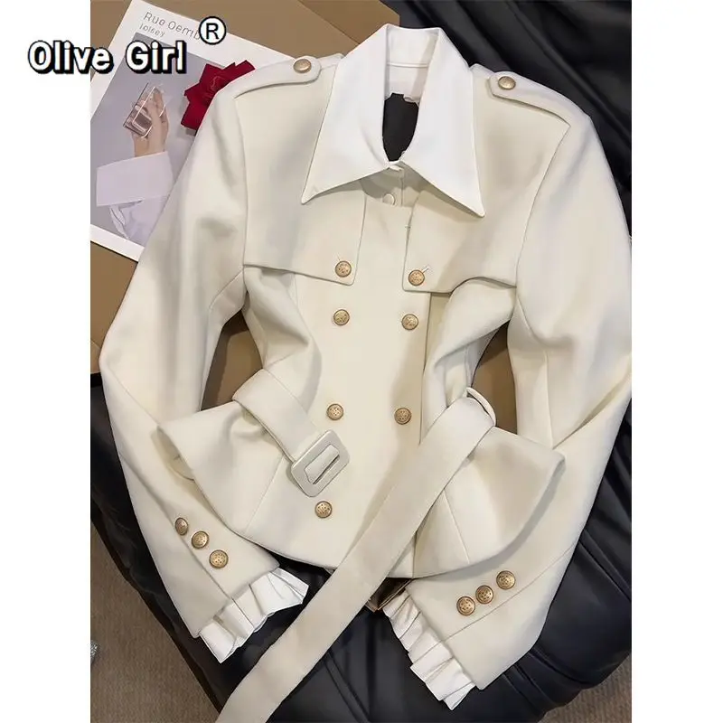 Apricot Colored Short Jacket for Women's Outwear Coat 2026 Spring Autumn New Commuter Unique and High-end Outfit