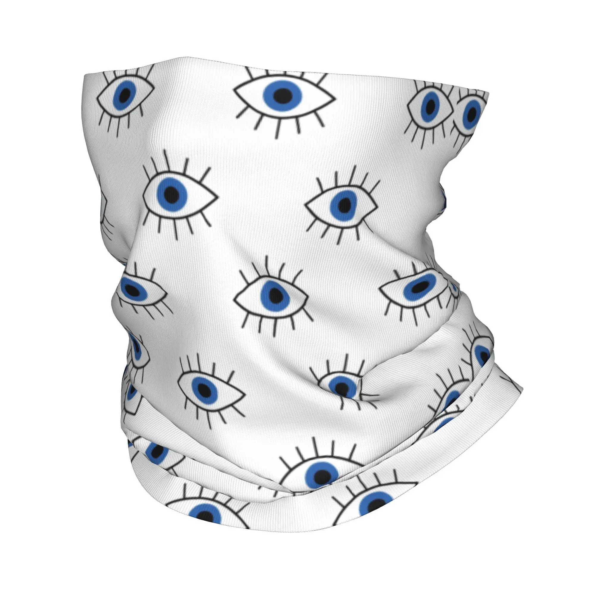 Custom Cute Blue Turkish Evil Eye Bandana Neck Warmer Men Women Winter Ski Tube Scarf Gaiter Nazar Amulet Boho Face Cover