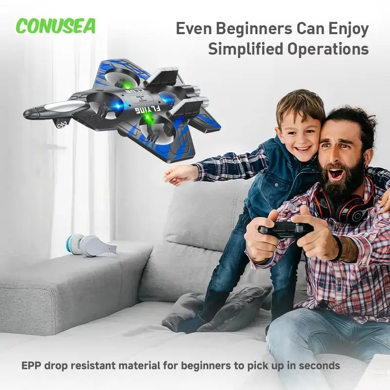 Rc Plane Helicopter 2.4G Remote Control Airplane with Led Light 360 Flip Fighter Kids Toys for Boys Children's Day Toy Gifts