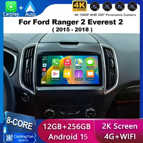 Android 15 Auto Carplay para Ford Ranger 2 Everest 2 para Ford Edge 2 2015 - 2018 Radio de coche estéreo Multimedia Video reproductor GPS DSP